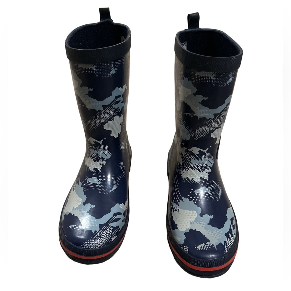 Kids Navy Blue Camo Video Game Rubber Boots Size 2